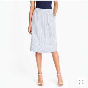 J.Crew Striped cotton-linen midi skirt